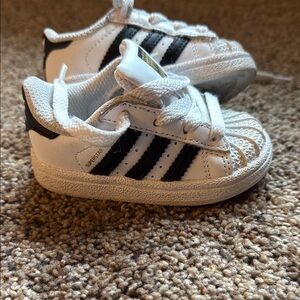 Adidas Kids Superstar White and Black Shoes